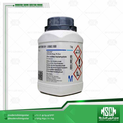 سولفات روی 7 آبه 108883 Zinc sulfate heptahydrate برند merck آلمان- برای کاربردهای آزمایشگاهی- با خلوص بالا و در بسته بندی‌های 500گرمی، 1 کیلویی و 5 کیلوگرمی